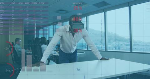 Futuristic Data Analysis with Virtual Reality in Modern Office