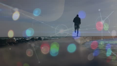 Dynamic Connections: Runner by the Sea at Dawn