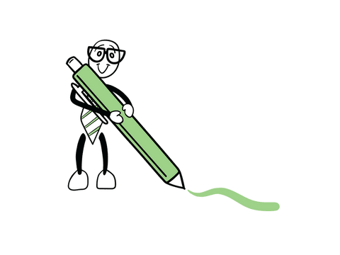 Transparent Cartoon Character Writing with Pen