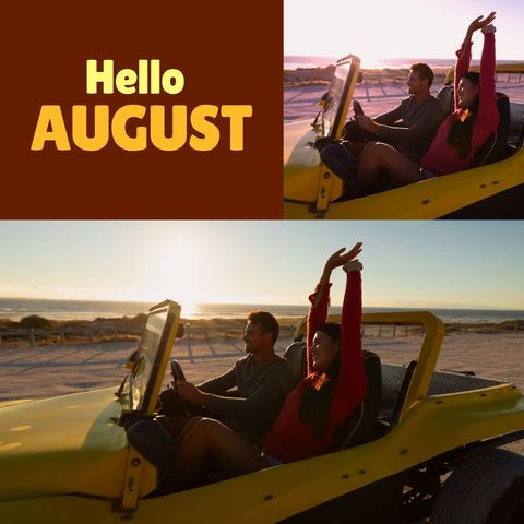 Road Trip Adventure Couple Driving Dune Buggy Beach Sunset