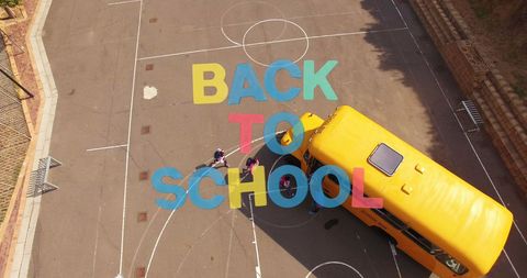 Back to school concept with school bus and children