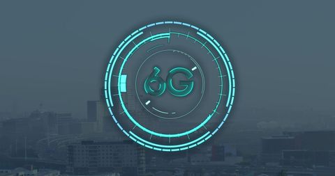 Digital 6G Interface with Scope Overlay on Cityscape - Download Free Stock Images Pikwizard.com