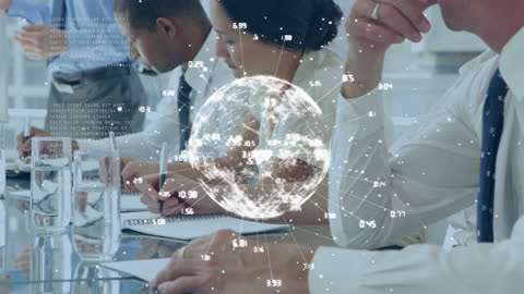 Business Team Collaborating on Global Data