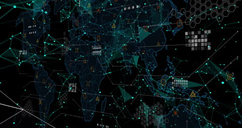 Digital Data Networks Portrayed on Global Map