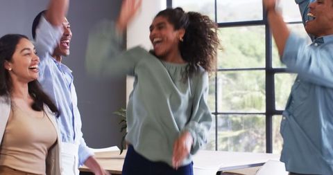 Diverse Office Team Celebrating Success Together Joyfully