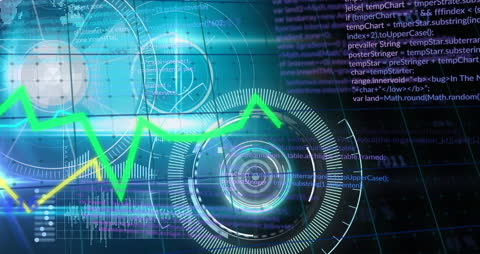 Digital Data Interface with Analytics Dashboard Graphics