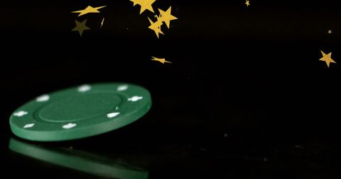 Casino Chip with Falling Gold Stars on Dark Background - Download Free Stock Images Pikwizard.com