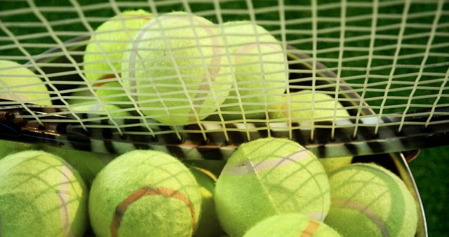 Close-Up of Tennis Balls and Tennis Racket on Court - Download Free Stock Images Pikwizard.com