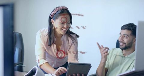 Team Collaboration with Digital Presentation Technology in Modern Office