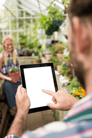 Transparent Digital Tablet Interaction in Lush Greenhouse