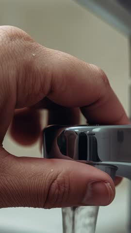 Hand Tightening Faucet Aerator While Controlling Running Water Vertical Video