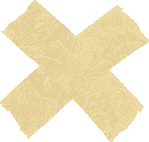 Crossed beige masking tape with torn edges transparent vector