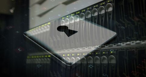 Cyber Security and Data Protection with Padlock and Server Room - Download Free Stock Images Pikwizard.com