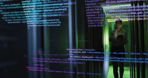 software developer analyzing code on futuristic glass interface - Download Free Stock Images Pikwizard.com
