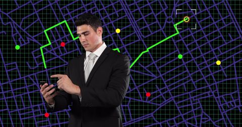 businessman using smartphone with gps navigation background - Download Free Stock Images Pikwizard.com