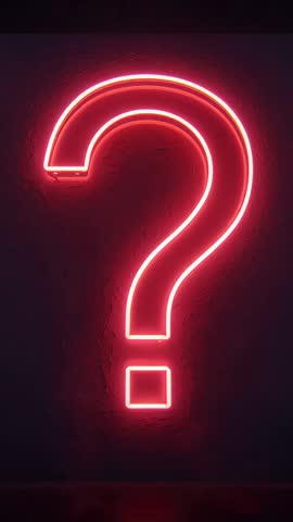 Pulsing Neon Question Mark Reacting to Power Flicker on Lounge Wall Vertical Video