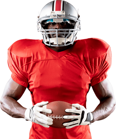 Confident african american football player with transparent background