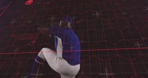 Baseball Pitcher in High-Tech Virtual Simulation Analysis