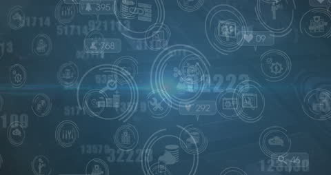 Social Media Icon Network on Futuristic Blue Digital Background