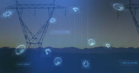 Futuristic Technology Interface with Electric Powerlines - Download Free Stock Images Pikwizard.com