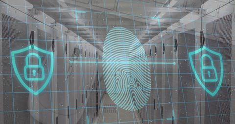 Fingerprint Identification in Modern Server Room - Download Free Stock Images Pikwizard.com