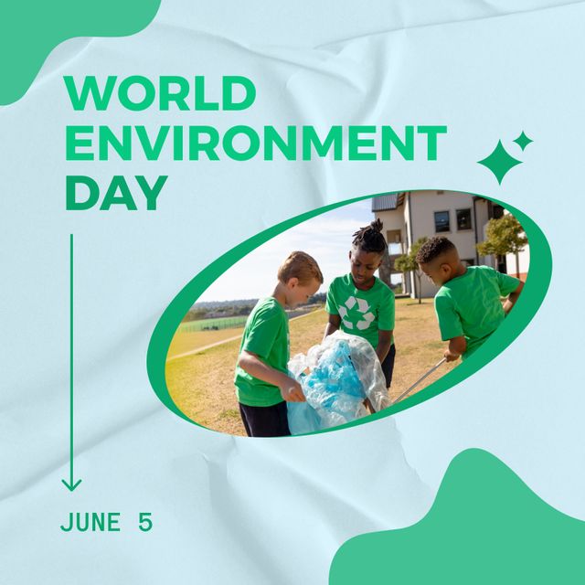 Children Volunteering for World Environment Day Clean-Up Activity - Download Free Stock Templates Pikwizard.com