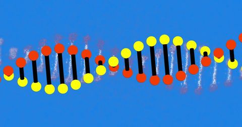 Colorful DNA Strands on Vibrant Blue Background