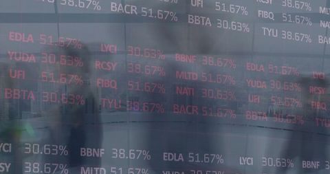 Global Financial Market Data Overlay on Business Professionals - Download Free Stock Images Pikwizard.com