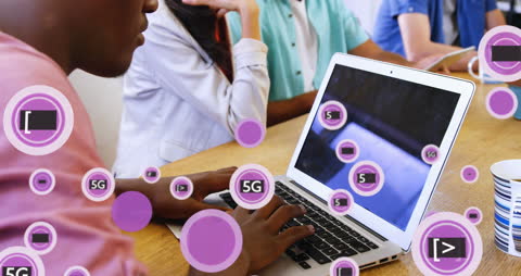 Businessman Engaging with Digital 5G Technology at Work