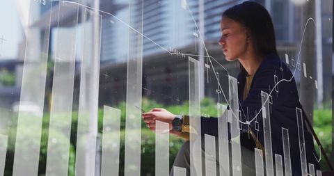 Businesswoman Analyzing Financial Data Outdoors