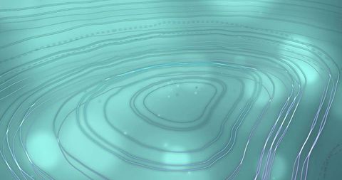 Teal topographic contours forming glossy 3d bowl with luminous strands and soft glow