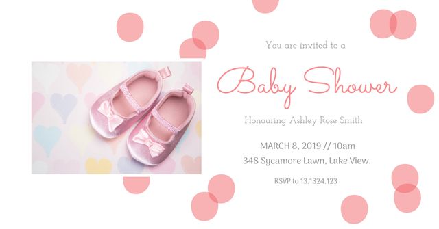 Baby Shower Invitation with Pink Baby Shoes for a Girl Expecting Celebration - Download Free Stock Templates Pikwizard.com