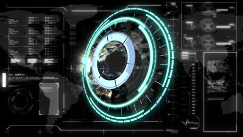 Futuristic Digital Interface with Data and Graphics