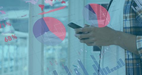 Caucasian Businessman Analyzing Digital Financial Data in Office