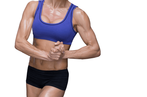 Transparent Athletic Female Midsection and Toned Arms