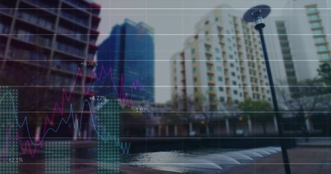 Creative Blend of Urban Cityscape and Market Graphs