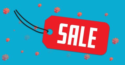 Dynamic Sale Tag Against Playful Floral Background