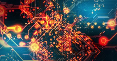 Futuristic Circuit Board with Glowing Data Flow Patterns - Download Free Stock Images Pikwizard.com