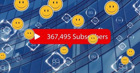 Social Media Icon Growth with New 6G Technology Concept