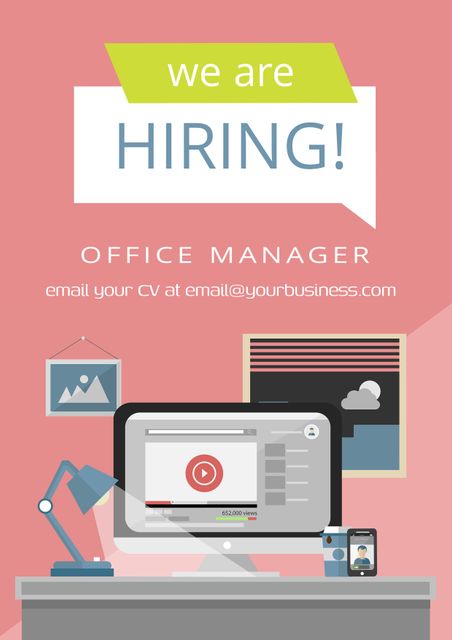 Modern Office Hiring Poster for Office Manager Position - Download Free Stock Templates Pikwizard.com