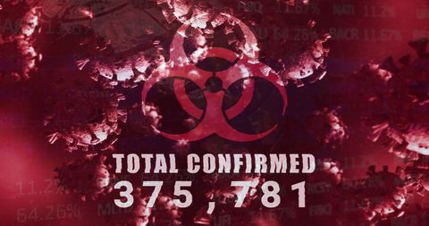Biohazard Warning with Virus Cells and Infection Data Counter