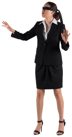 transparent blindfolded businesswoman reaching forward - Download Free Stock Videos Pikwizard.com
