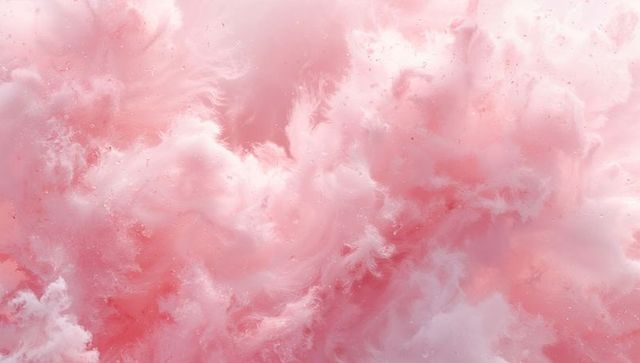 Swirling pink nebula cloud drifting in pastel abstract dreamscape