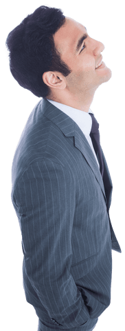 confident businessman looking upwards on transparent background - Download Free Stock Videos Pikwizard.com