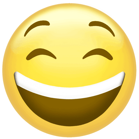 Transparent happy smiling emoji with grin and closed eyes