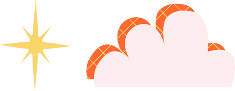 Modern 8-pointed starburst and cloud on transparent background