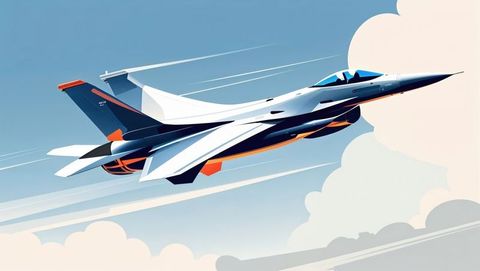 High-speed f16 fighter jet banking turn in sky with vapor trails