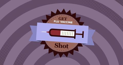 Flu vaccine promotion banner with syringe illustration