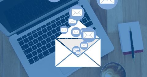 Email and Communication Concept with Laptop and Envelope Icon - Download Free Stock Images Pikwizard.com