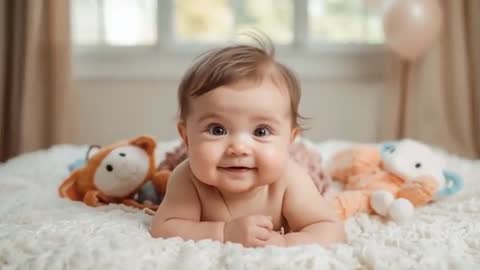 Adorable Infant Engaged in Playful Tummy Time with Toys